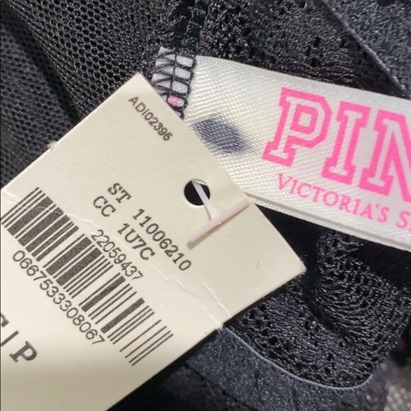Victorias Secret Pink Bling Stones Ruched Lace Bralette bra black - Picture 5 of 6